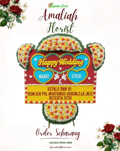 Karangan Papan Bunga Pernikahan di Mancak